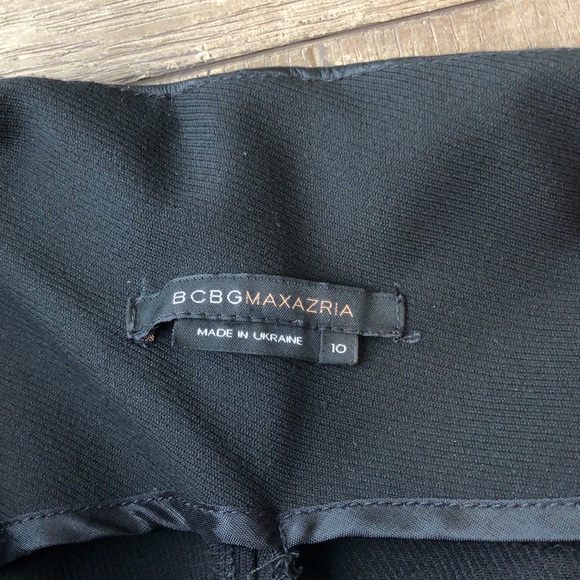 BCBG Leather Waistband Black Dress Trousers - Picture 6 of 9